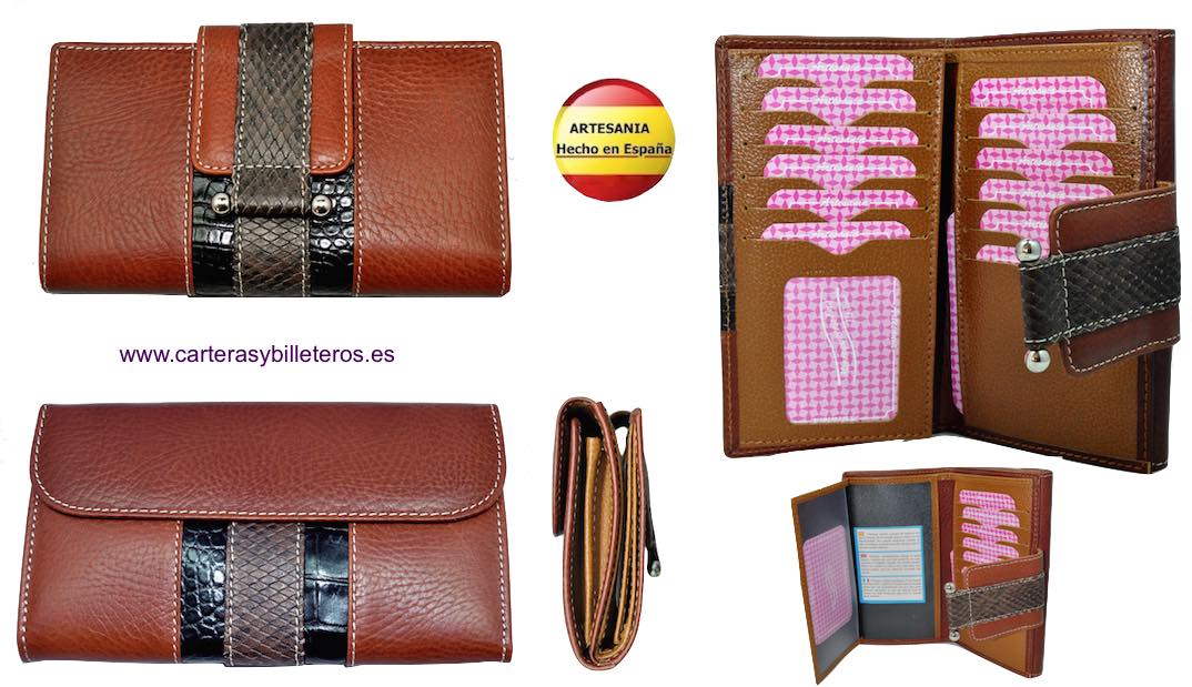BILLETERO DE PIEL DE SEÑORA COLOR MARRON 100 /% PIEL DE UBRIQUE