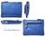 LEATHER PURSE CARD FOLDER, WITH KEY RING BLUE