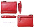 LEATHER PURSE CARD FOLDER, WITH KEY RING ROJO