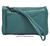 LEATHER PURSE WITH DOUBLE HANDLE FOR HAND SEA GREEN