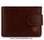 LEATHER WALLET CARD TWO TONE WITH PURSE AND CLOSED MEDIUM BROWN