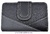 MEDIUM WOMEN'S LEATHER AND CARBON FIBER WALLET BLACK AND GREY