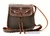 OILED LEATHER BAG WITH FLAP TRIM IN LEATHER DARK BROWN AND WHITE