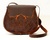 OILED LEATHER BAG WITH LEATHER FLAP WORKED BROWN