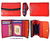 WOMAN WALLET WITH PURSE MADE LEATHER MEDIUM RED AND BLACK