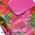 WOMEN'S LEATHER WALLET WITH COIN PURSE WITH BALINESE FLOWER PAINTING FUCSIA Y ROJO INTERIOR
