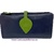 WOMEN'S SOFT LEATHER WALLET WITH PURSE AND BILLFOLD LONG BLUE NAVY