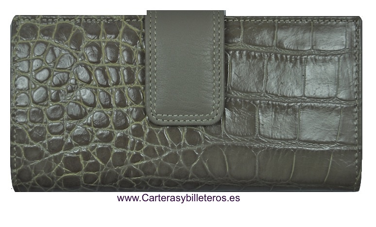 CARTERA MONEDERO PARA MUJER GRANDE DE PIEL DE COCO TAUPE 