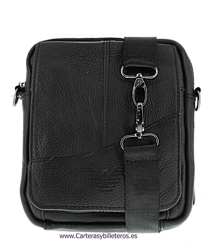 BOLSO DE HOMBRE PIEL CON BANDOLERA HOMBRO Y CINTURA NEGRO 