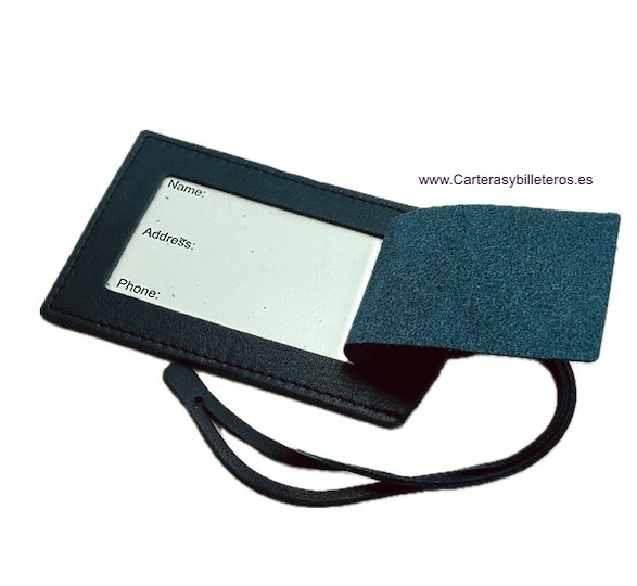 IDENTIFICATION TAG FOR SUITCASES AND BAGS OF OLD LEATHER UBRIQUE NAVY BLUE 