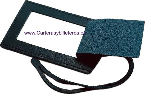 IDENTIFICATION TAG FOR SUITCASES AND BAGS OF OLD LEATHER UBRIQUE NAVY BLUE 
