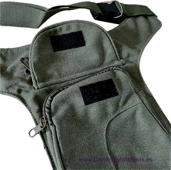 RIÑONERA BOLSO DE CINTURA A LA PIERNA LONA KHAKI 