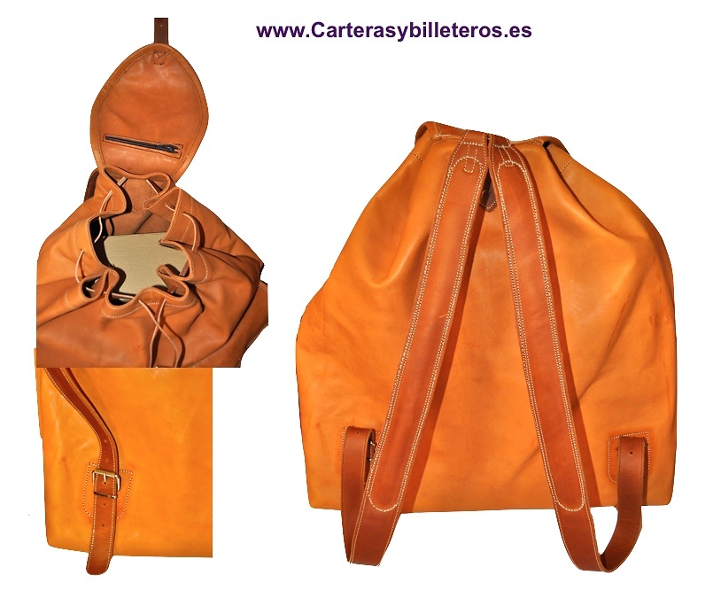 MOCHILA GRANDE DE CUERO O NOBUCK CUERO 