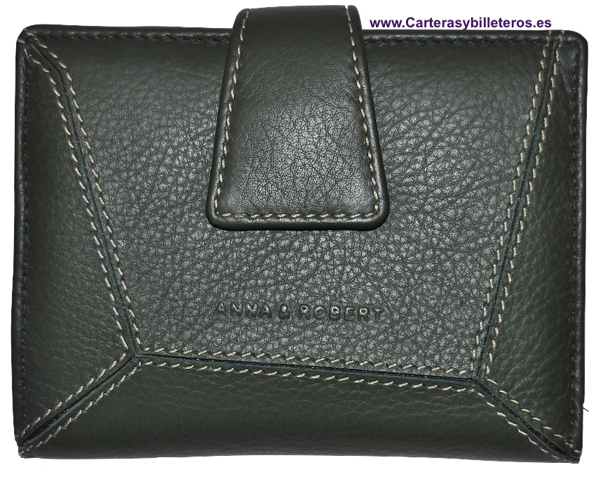 CARTERA BILLETERA DE PIEL PARA MUJER CON MONEDERO GRANDE VERDE OSCURO 