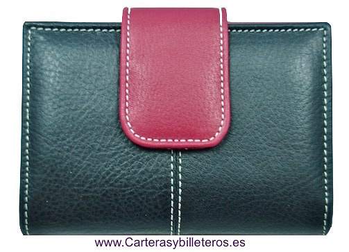 CARTERA MUJER PEQUEÑA DE PIEL UBRIQUE MUY COMPLETA Y GRAN CALIDAD - MUCHOS COLORES- NEGRO Y BURDEOS 