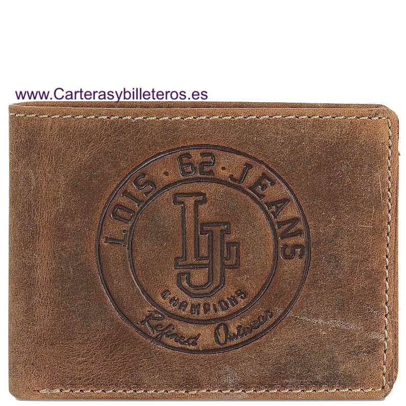 CARTERA DE PIEL VACUNO LOIS JEANS CON LA MARCA GRABADA AL FUEGO PARA HOMBRE MARRÓN 