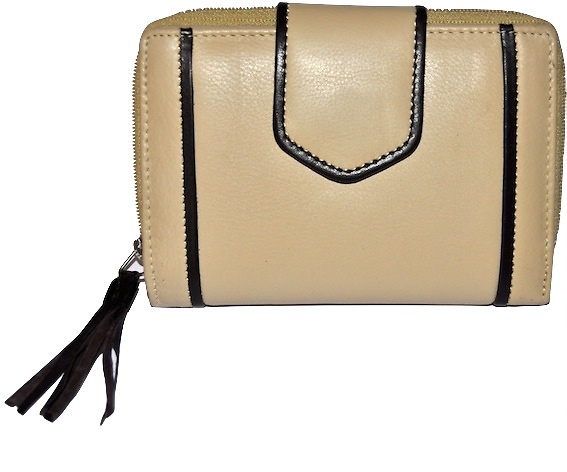 CARTERA BILLETERO EN PIEL LUXURY CON MONEDERO DE CREMALLERA BEIGE 