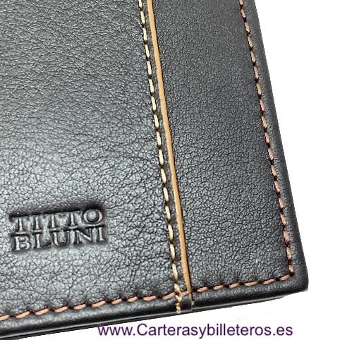 TARJETERO HOMBRE TITTO BLUNI DE PIEL LUXURY 16 TARJETAS CON BILLETERA NEGRO BROWN 