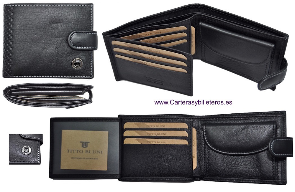 CARTERA DE HOMBRE DE PIEL LUXURY MARCA TITTO BLUNI NEGRO 