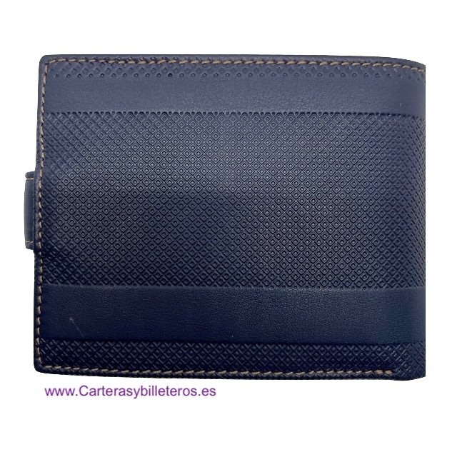 CARTERAS DE HOMBRE PIEL LUXURY GRABADA MARCA TITTO BLUNI AZUL MARINO 