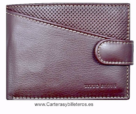 CARTERA DE HOMBRE PIEL LUXURY MARCA TITTO BLUNI GRAPHITEC BRANDY 