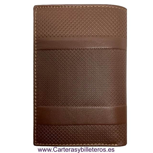 CARTERA TARJETERO HOMBRE TITTO BLUNI DE PIEL LUXURY GRAPHITEC 16 TARJETAS BRANDY 