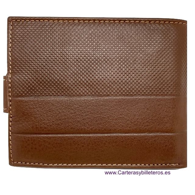 CARTERAS HOMBRE PIEL LUXURY OLIMPO GRABADA MARCA TITTO BLUNI BRANDY 