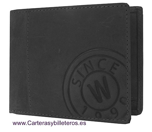 CARTERA MONEDERO HOMBRE EN PIEL ACABADO MATE NEGRA 