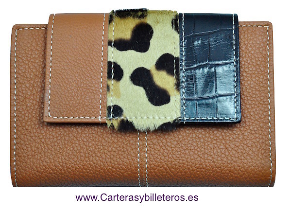 CARTERA BILLETERA DE MUJER DE CUERO MEDIANA CUERO 