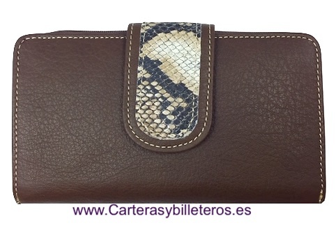 CARTERA MUJER MEDIANA DE PIEL UBRIQUE CON MONEDERO DE CREMALLERA MARRON 