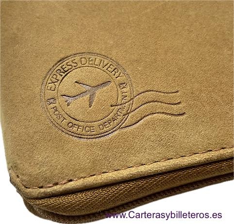 MEN'S LEATHER ZIP WALLET WITH COIN PURSE WILDZONE TRAVEL 