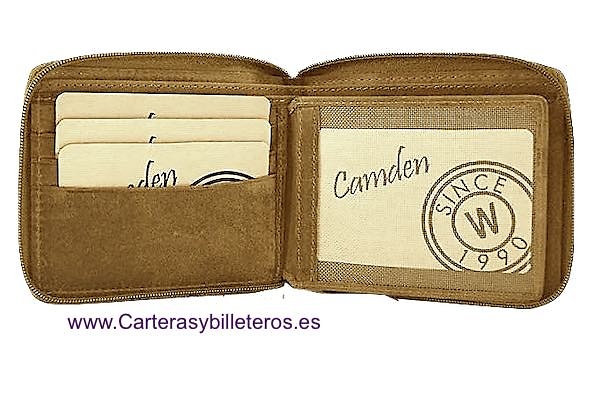 MEN'S LEATHER ZIP WALLET WITH COIN PURSE WILDZONE TRAVEL 