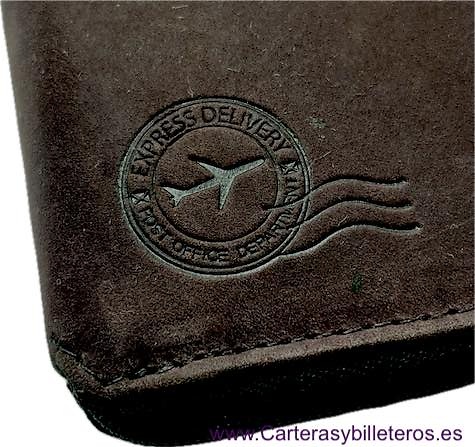 MEN'S LEATHER ZIP WALLET WITH COIN PURSE WILDZONE TRAVEL 