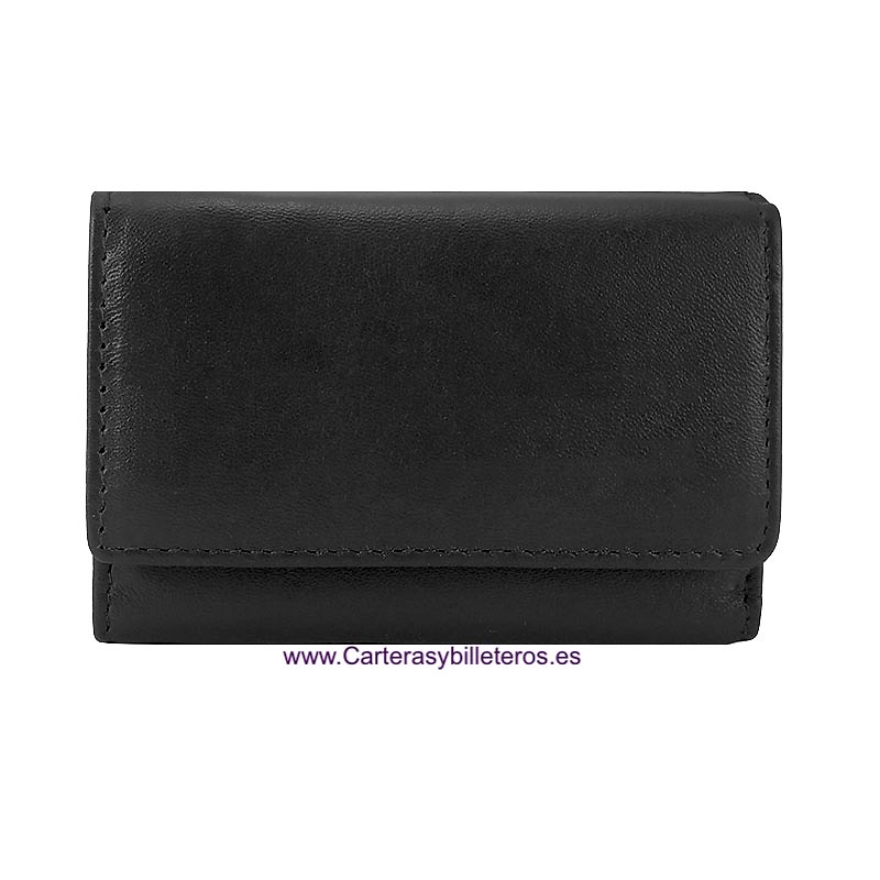 CARTERA HOMBRE MINI MARCA CACHAREL DE PIEL LUXURY CON MONEDERO TARJETERO NEGRO 