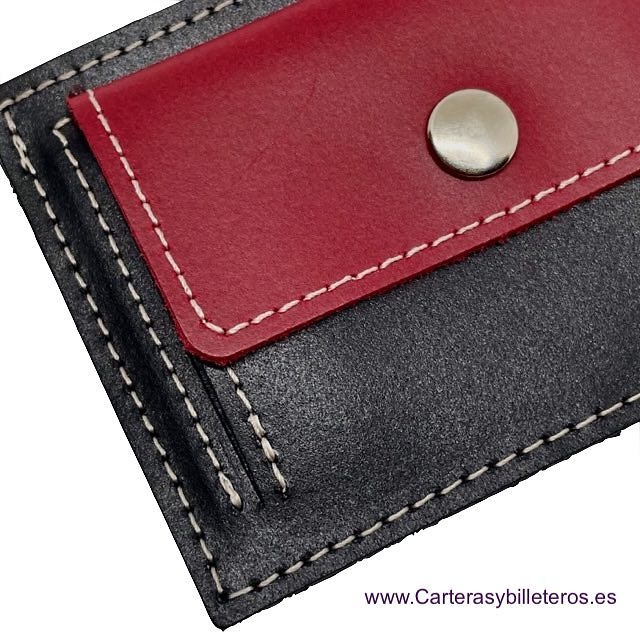 OFERTA 3 PIEZAS: DOS CARTERAS PEQUEÑAS DE PIEL UBRIQUE CON MONEDERO EXTERIOR + UN LLAVERO DE PIEL NEGRO Y ROJO 