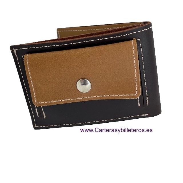 OFERTA 3 PIEZAS: DOS CARTERAS PEQUEÑAS DE PIEL UBRIQUE CON MONEDERO EXTERIOR + UN LLAVERO DE PIEL MARRÓN Y CUERO 