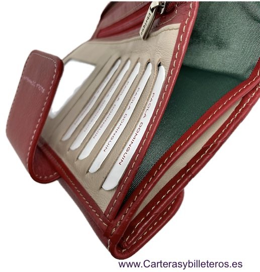 PAOLA DOMINGUIN WOMENS WALLET IN LEATHER FROM UBRIQUE WITH LARGE CARD HOLDER AND COIN PURSE