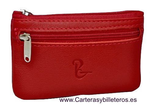 MONEDERO PIEL DE UBRIQUE CON UN BOLSILLO 5 COLORES ROJO 