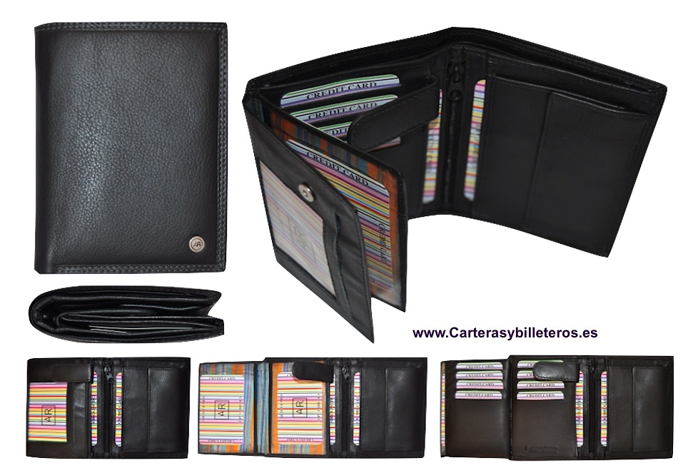 CARTERA DE HOMBRE EN PIEL LUXURY CON MONEDERO PREMIUM NEGRO LEATHER 