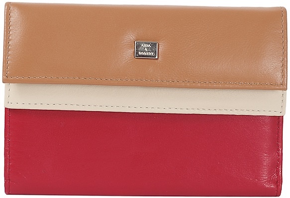 CARTERA DE PIEL DE NAPPA PARA MUJER COMBINADA ROJO (BEIGE Y CAMEL) 