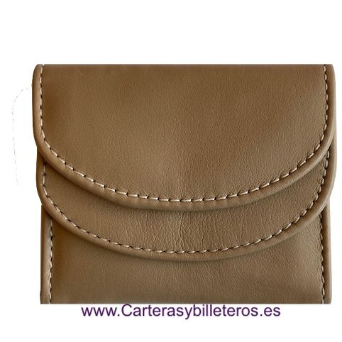 MONEDERO DE PIEL CON BILLETERO MINI TAUPE 