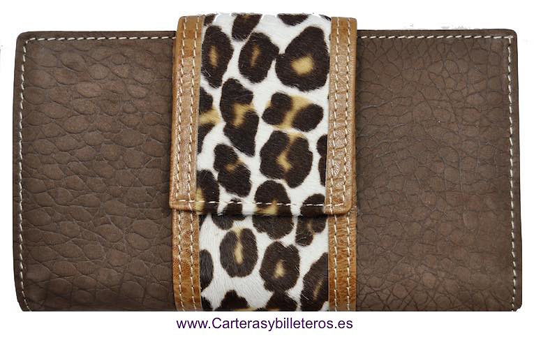 CARTERA BILLETERA DE MUJER DE PIEL NOBUCK HECHO EN UBRIQUE MEDIANA MARRON NOBUCK 