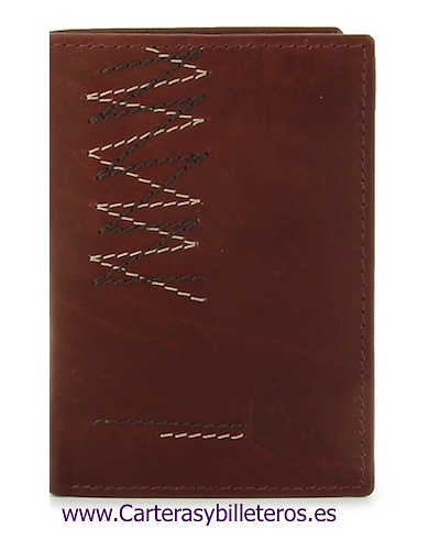 CARTERA TARJETERO PARA HOMBRE DE PIEL CON ZIG ZAG CALDERA 