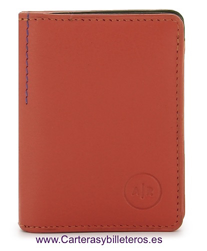 MONEDERO CON CARTERA INDEPENDIENTE DE PIEL NAPA LUX UNISEX CORAL 