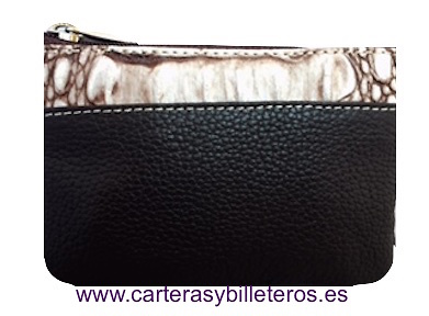 MONEDERO DE MUJER HECHO EN UBRIQUE MARRON-BEIGE 