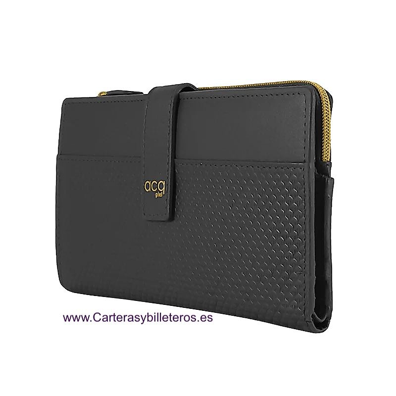 WOMEN'S SMALL LEATHER WALLET WITH TEXTURED EMBOSSING ACQ 