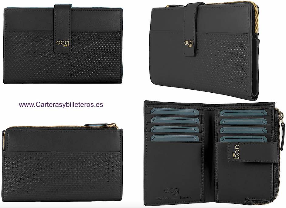 WOMEN'S SMALL LEATHER WALLET WITH TEXTURED EMBOSSING ACQ 