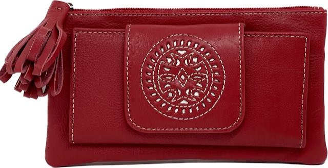 BOLSO CARTERA DE MUJER CON ADORNO DE BORLA EN EL CIERRE - 15 COLORES - ROJO INTENSO TODO 