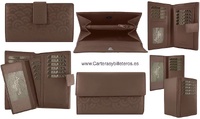 LARGE LEATHER WOMEN'S WALLET WITH SUPER CAPACITY OF CARDS WHEN CARRYING ADDITIONAL REMOVABLE CARD HOLDER = SET TWO PIECES