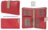 LARGE WALLET IN HIGH-QUALITY LEATHER WITH DOUBLE ZIP-UP COIN POCKET AND 15 CARD SLOTS